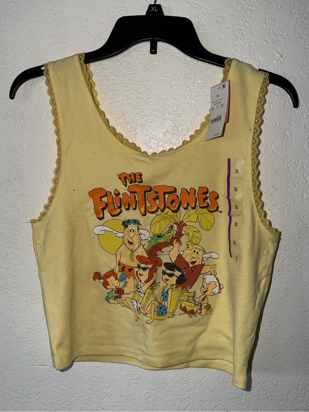 The Flintstones Yellow Graphic Crop Tank Top